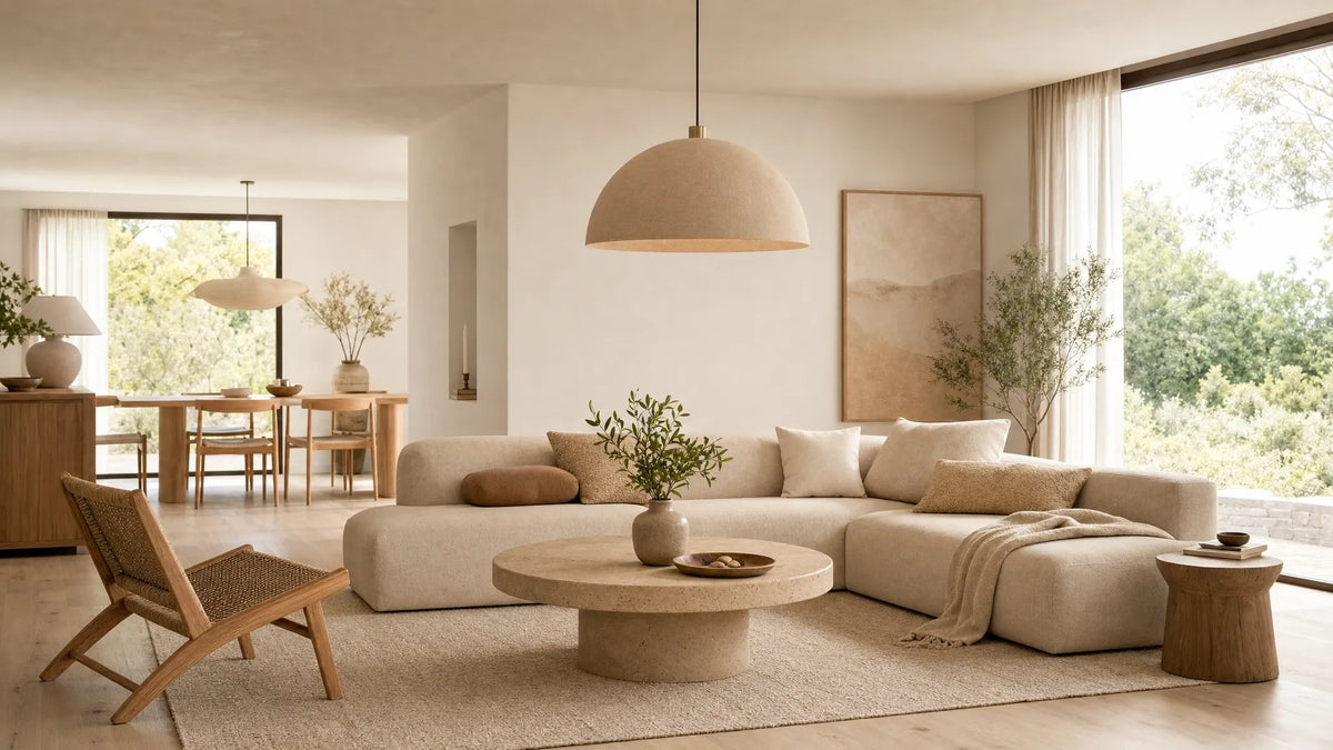 Lampe beige harmonisch in moderne Räume integrieren