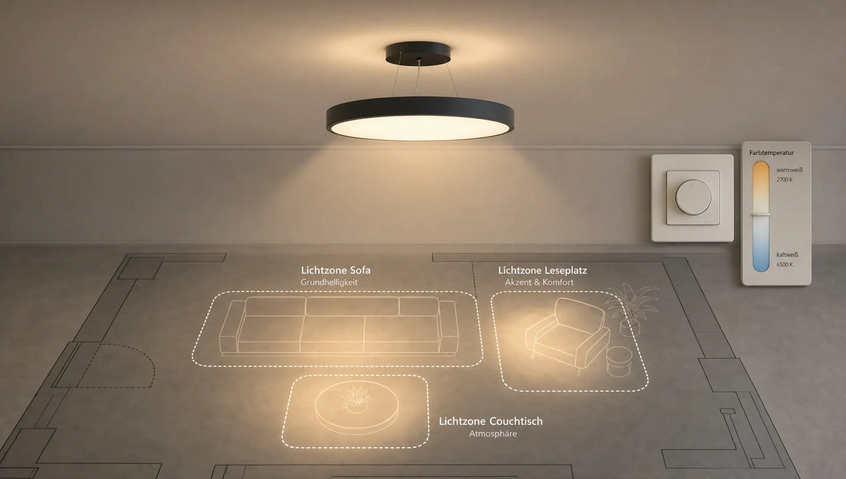 Dimmbare Deckenleuchte Wohnzimmer richtig planen