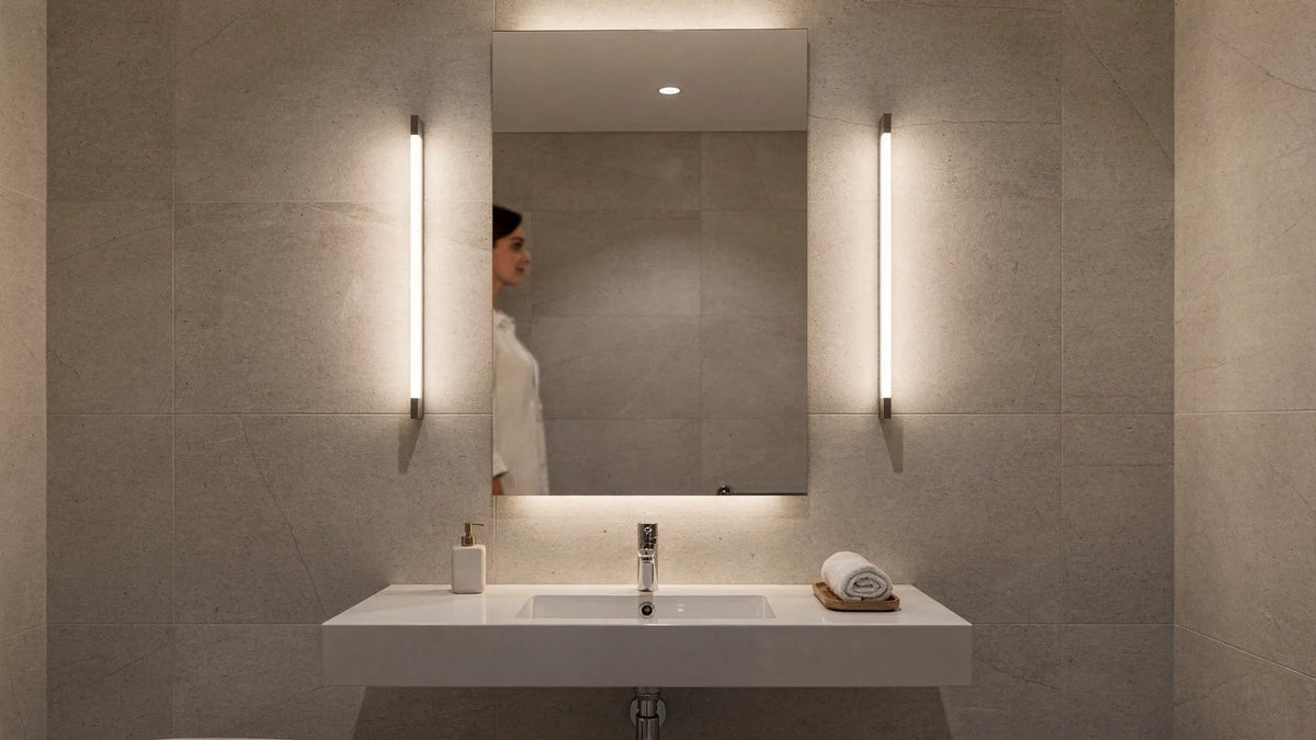Badezimmer-Wandleuchte richtig platzieren am Spiegel