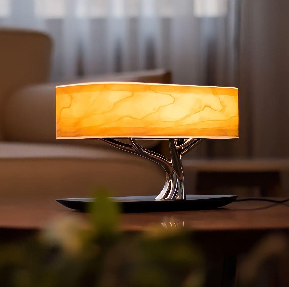 Designer Tischlampe Lautsprecher Kombi Baum-Optik - BUYnBLUE