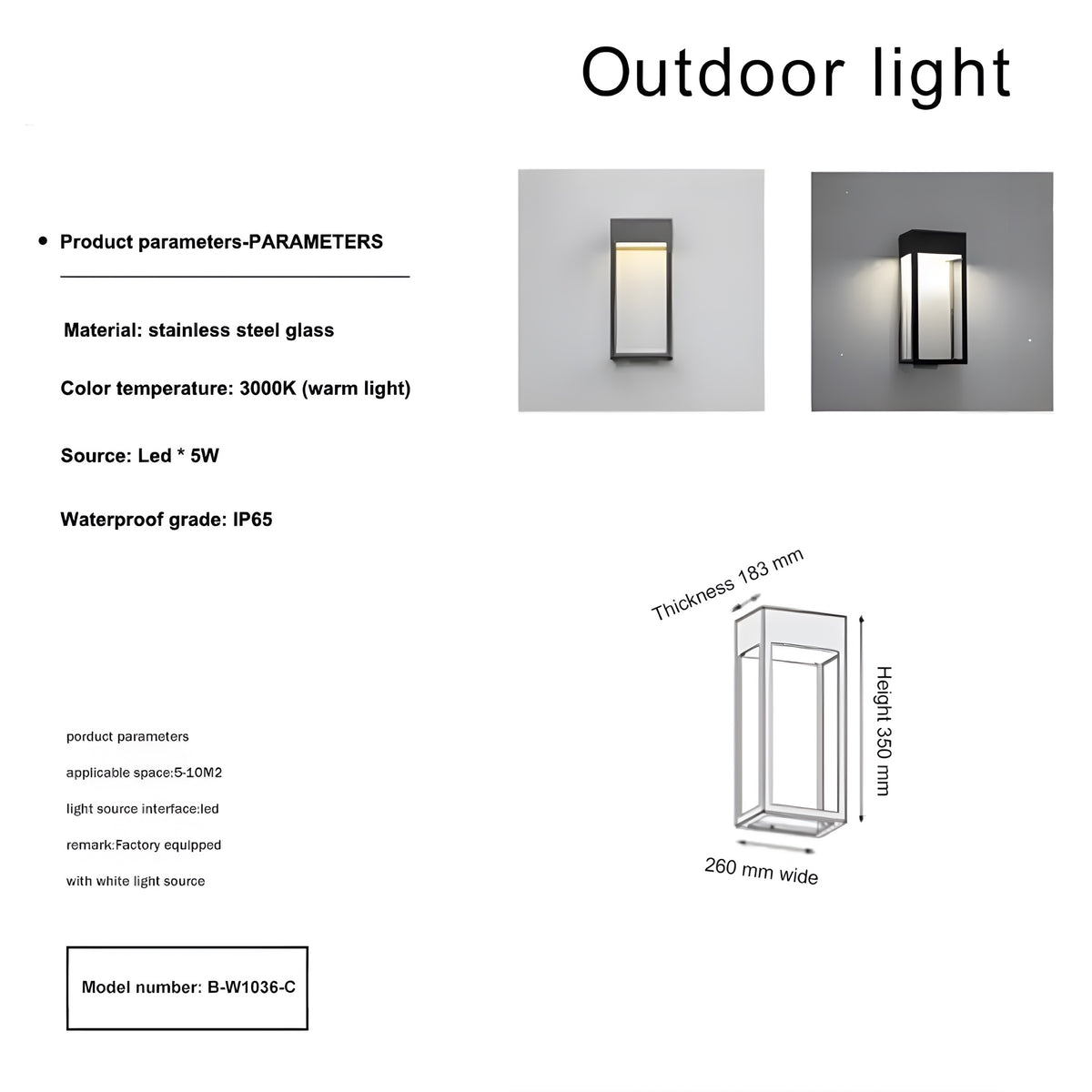 Outdoor Lampe Scatola Vetro - BUYnBLUE 
