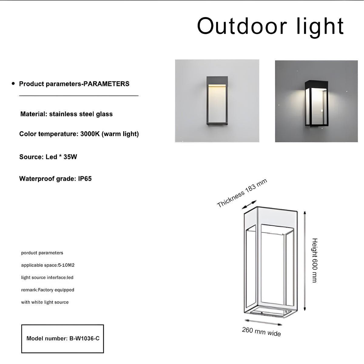 Outdoor Lampe Scatola Vetro - BUYnBLUE 